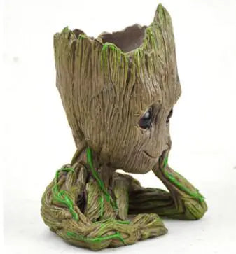 Action Figure Model with Plant Shelf and Flower Pot