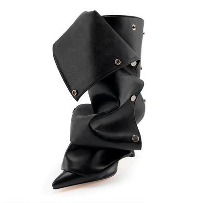 KaroNairy Short Cowboy Boots for Women Stacked Heel Cowgirl Boots Almond Toe Western Stitched Ankle Boots