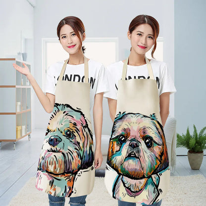 Nordic Polyester Dog Print Apron for Adults