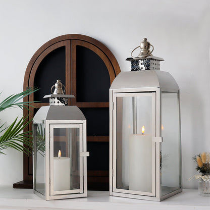 20.5"&15" High Stainless Steel Decorative Candle Lanterns ( Set of 2 )-2
