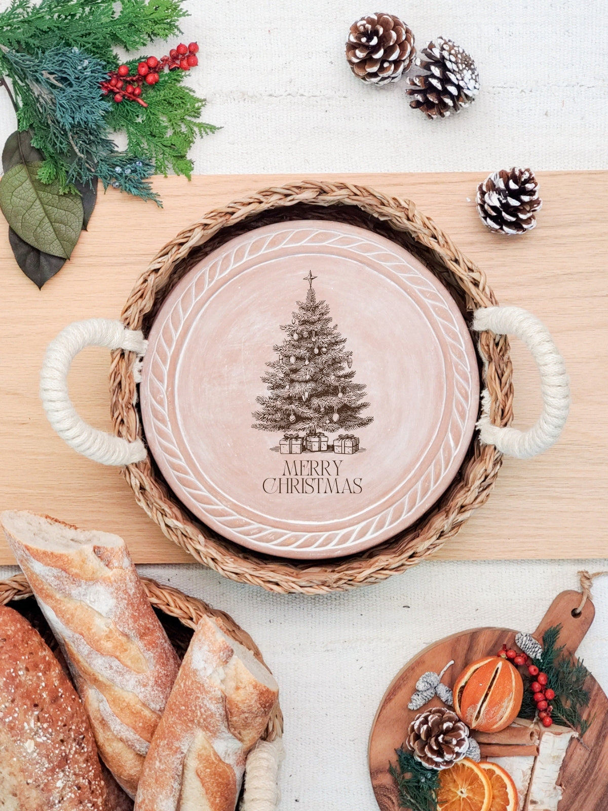 Bread Warmer & Basket - Christmas Tree Round-2