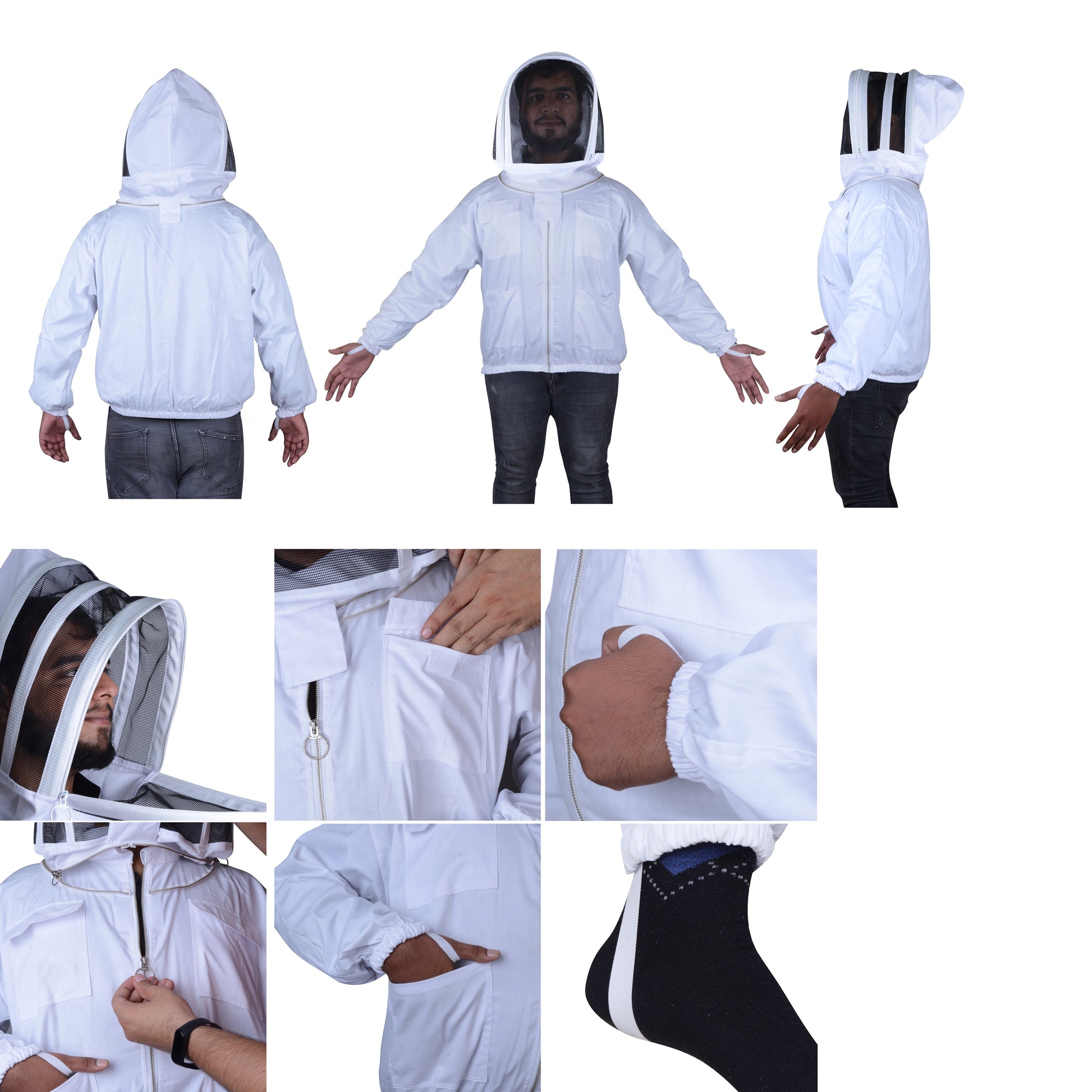 Beekeeping Bee Cotton Jacket With Hood Style Veil Protective Gear-0