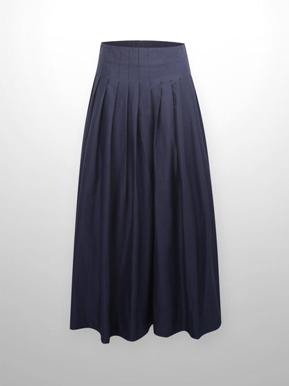 Full Pleated Skirt-Navy-0