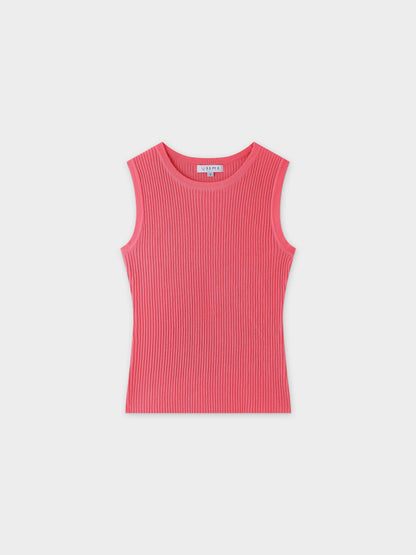 Sleeveless Ribbed Crew-Coral-0