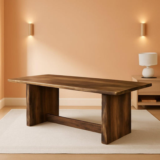70 Inch Rectangular Brown SolidWood DiningTable HeavyDuty-0