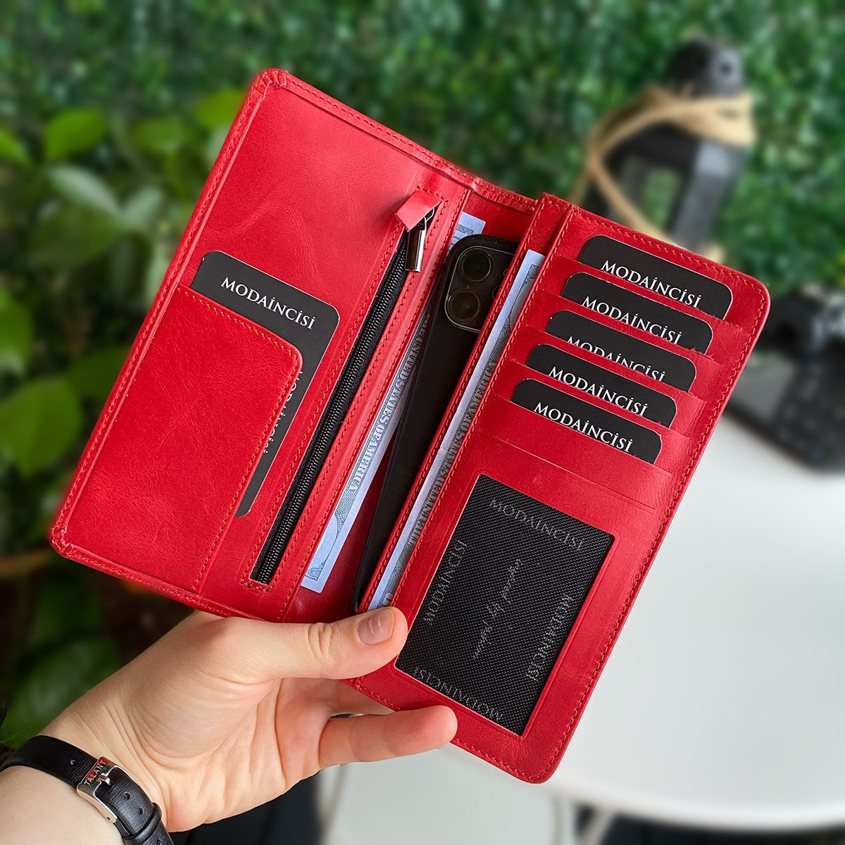 Boston - Genuine Leather Wallet with Phone Socket and Kangaroo Compartment-0