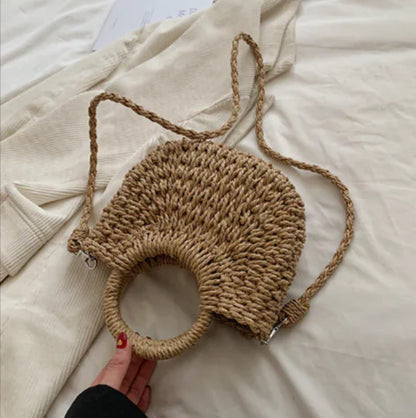 Floral Straw Woven Handbag