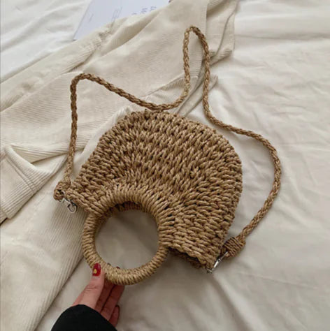 Floral Straw Woven Handbag