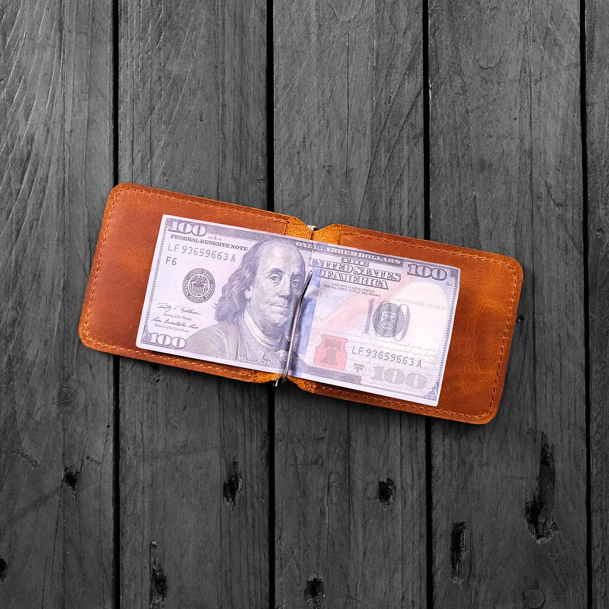 Hodica Larga - Genuine Leather Natural Money Clip Wallet-2