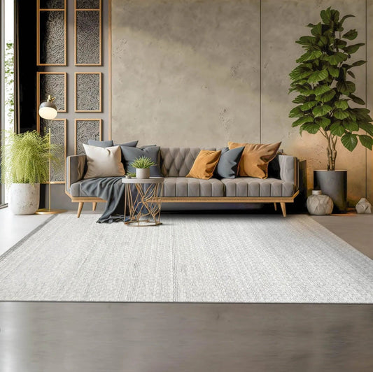 Multi Size Ivory, Grey Hand Tufted 100% Wool Modern & Contemporary Oriental Area Rug-0