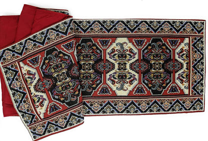 DaDalogy Elegant Majestic Kilim Red Persian Rug Ornate Floral Woven Tapestry Table Runner (18195)-2