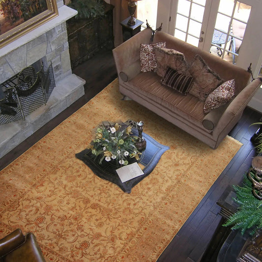 9x12 Tan, Taupe Hand Knotted Persian 100% Wool Traditional 250 KPSI Oriental Area Rug-0
