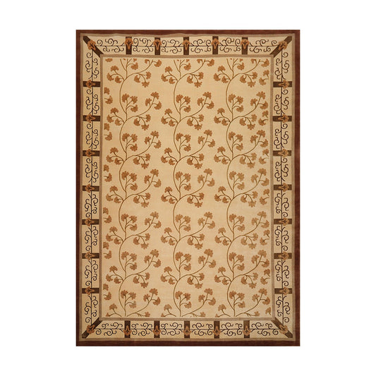 8' x 11'3" Hand Knotted Wool & Silk Euro Style 200 KPSI Tibetan Area Rug Beige-0