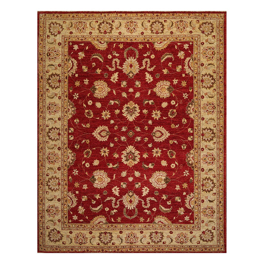 9'3" x 11'11 Hand Knotted 100% Wool Peshawar Vegetable Dye Area Rug Rusty Red-0