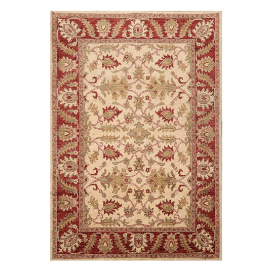 5'9" x 8'4" Hand Knotted Peshawar 100% Wool Arts and Craft Area Rug Beige-0