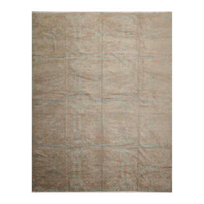 9'3" x 12' Hand Knotted Wool & Silk Transitional Turkish Oriental Area Rug Teal-0