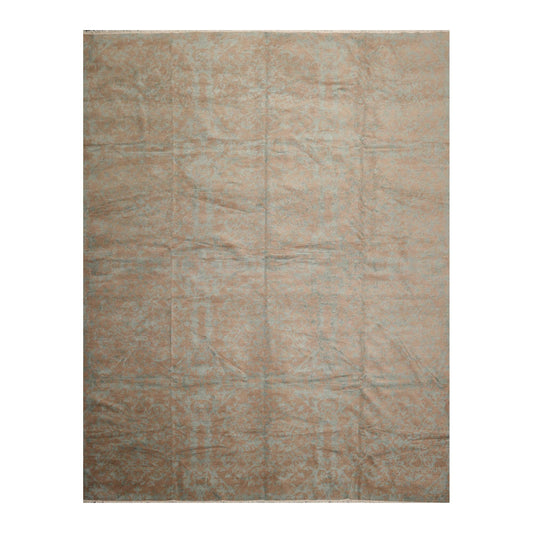 9'3" x 12' Hand Knotted Wool & Silk Transitional Turkish Oriental Area Rug Teal-0