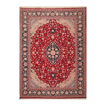 8'10" x 11'11" Hand Knotted Wool Romanian Tabrizz Traditional Area Rug Red-0