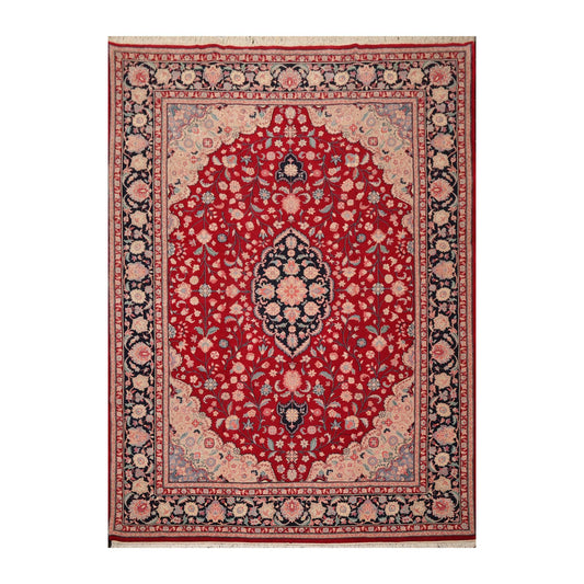 8'10" x 11'11" Hand Knotted Wool Romanian Tabrizz Traditional Area Rug Red-0