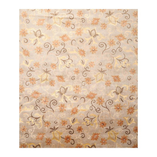 8'x9'7'' Hand Knotted Tibetan Wool & Silk Designer Boho Oriental Area Rug Beige-0