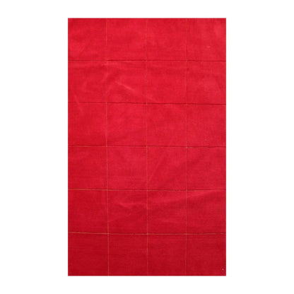4' x 6' Hand Knotted 100% Wool Tibetan solid Squares 150 KPSI Area Rug Red-0