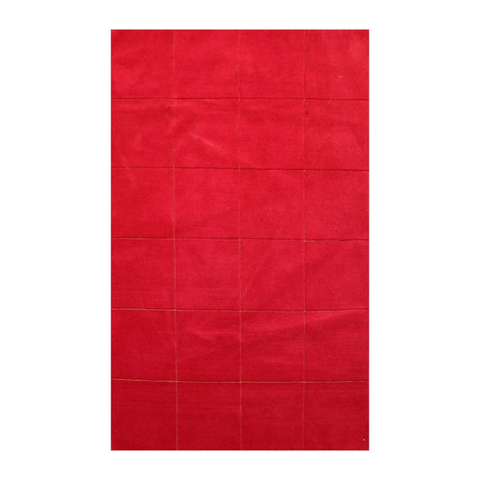 4' x 6' Hand Knotted 100% Wool Tibetan solid Squares 150 KPSI Area Rug Red-0