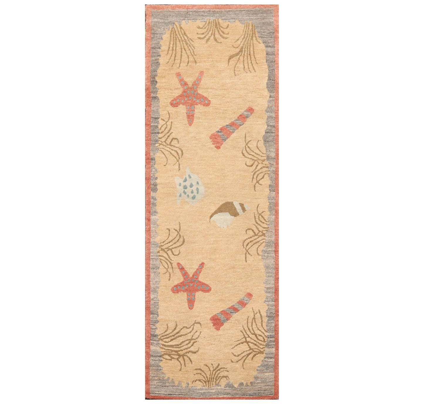 3'1" x 8'11" Runner Hand Knotted Tibetan Wool Designer Plus Pile Area Rug Beige-0