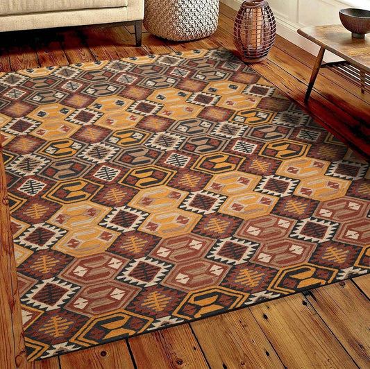 Handmade Multi Size 100% Wool Traditional Oriental Area Rug Gold-0