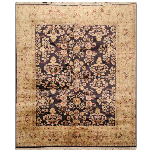 Hand Knotted Wool Sarouk 250KPSI Oriental Area Rug Dark Chocolate 7'11" x 9'10"-0