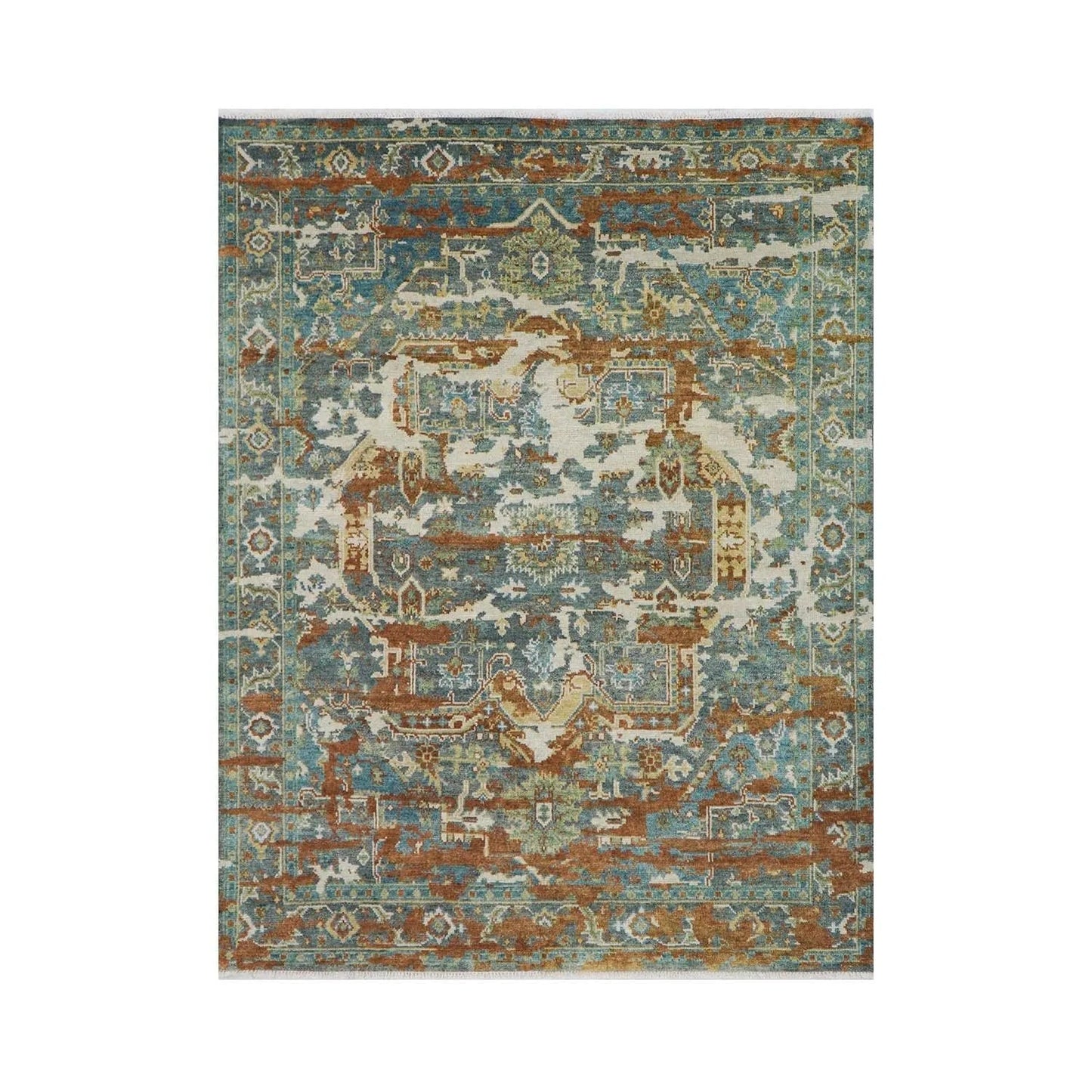 7' 10''x10' 1'' Hand Knotted LoomBloom Muted Turkish Oushak 100% Wool Transitional Oriental Area Rug Beige, Rust Color-1
