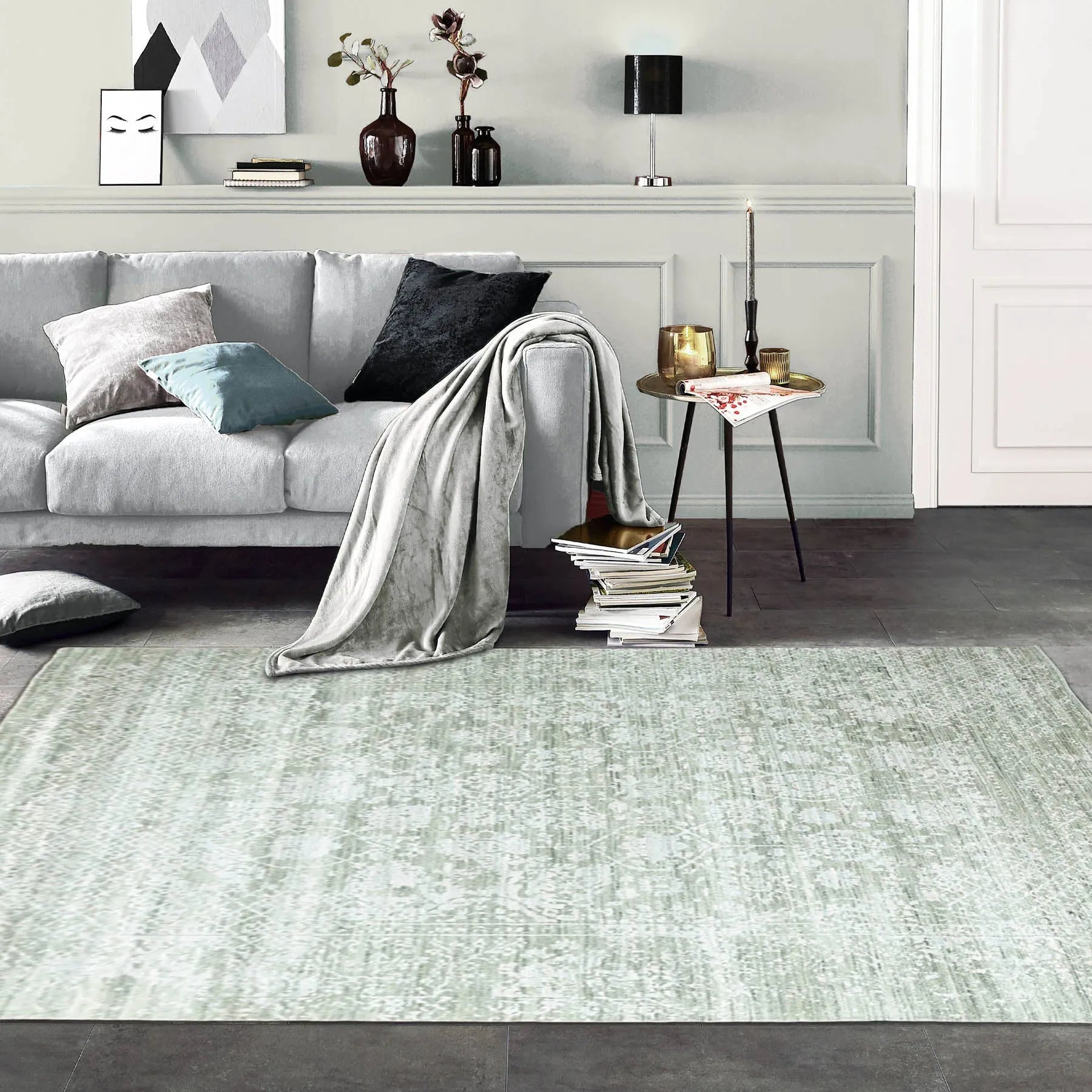 8x10 Gray, Beige Hand Knotted 100% Wool Modern & Contemporary Oriental Area Rug-0