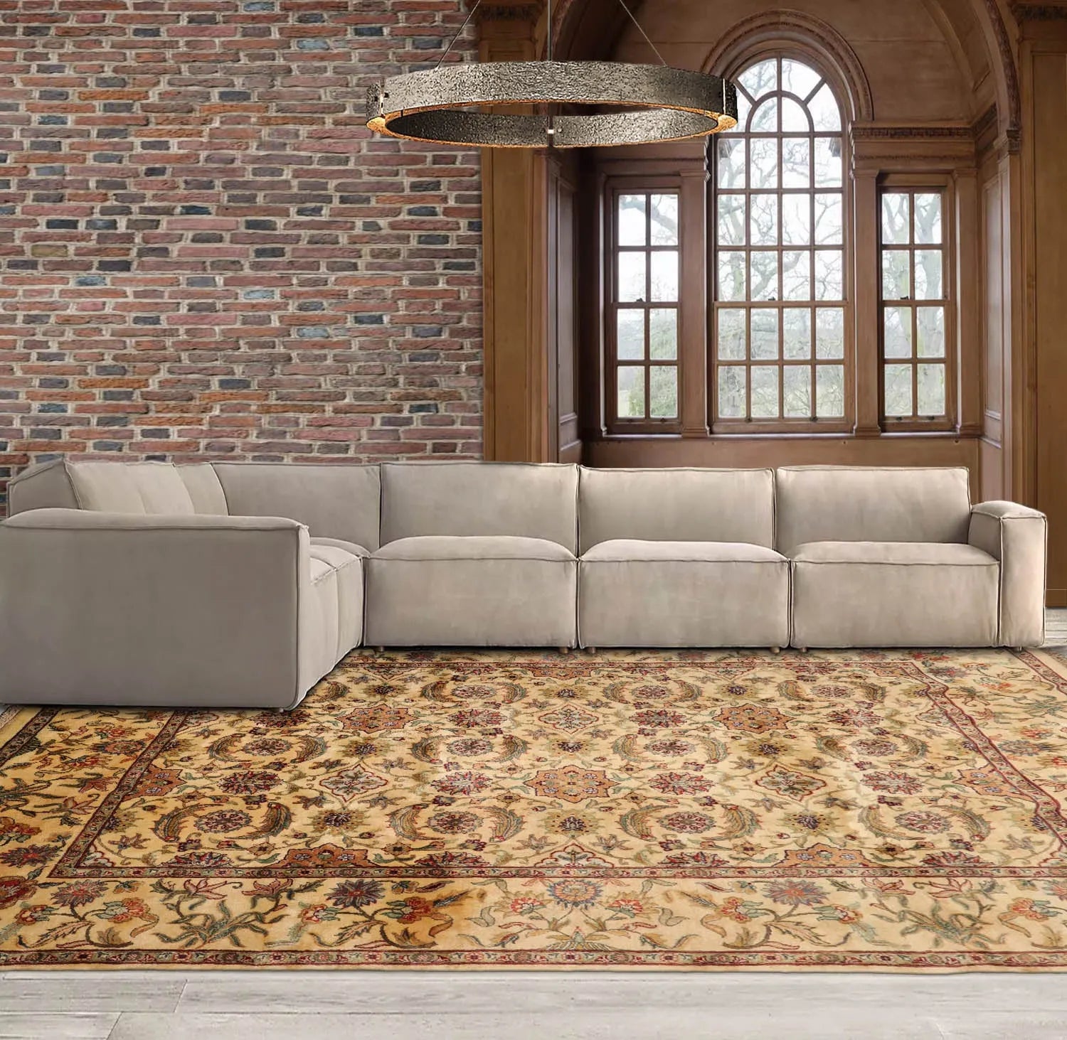 9x12 Ivory, Aqua Hand Knotted 100% Wool Agra Traditional Oriental Area Rug-0