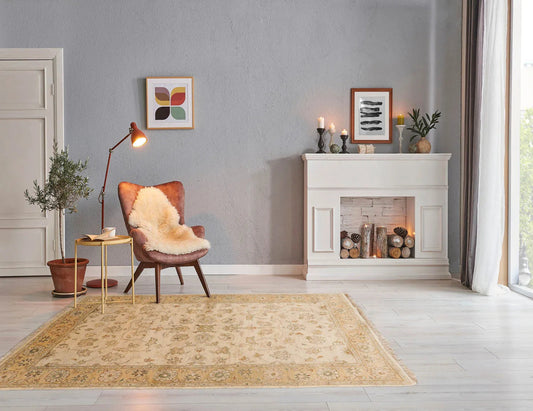 3x5 Beige, Tan Hand Knotted 100% Wool Agra Traditional Oriental Area Rug-0