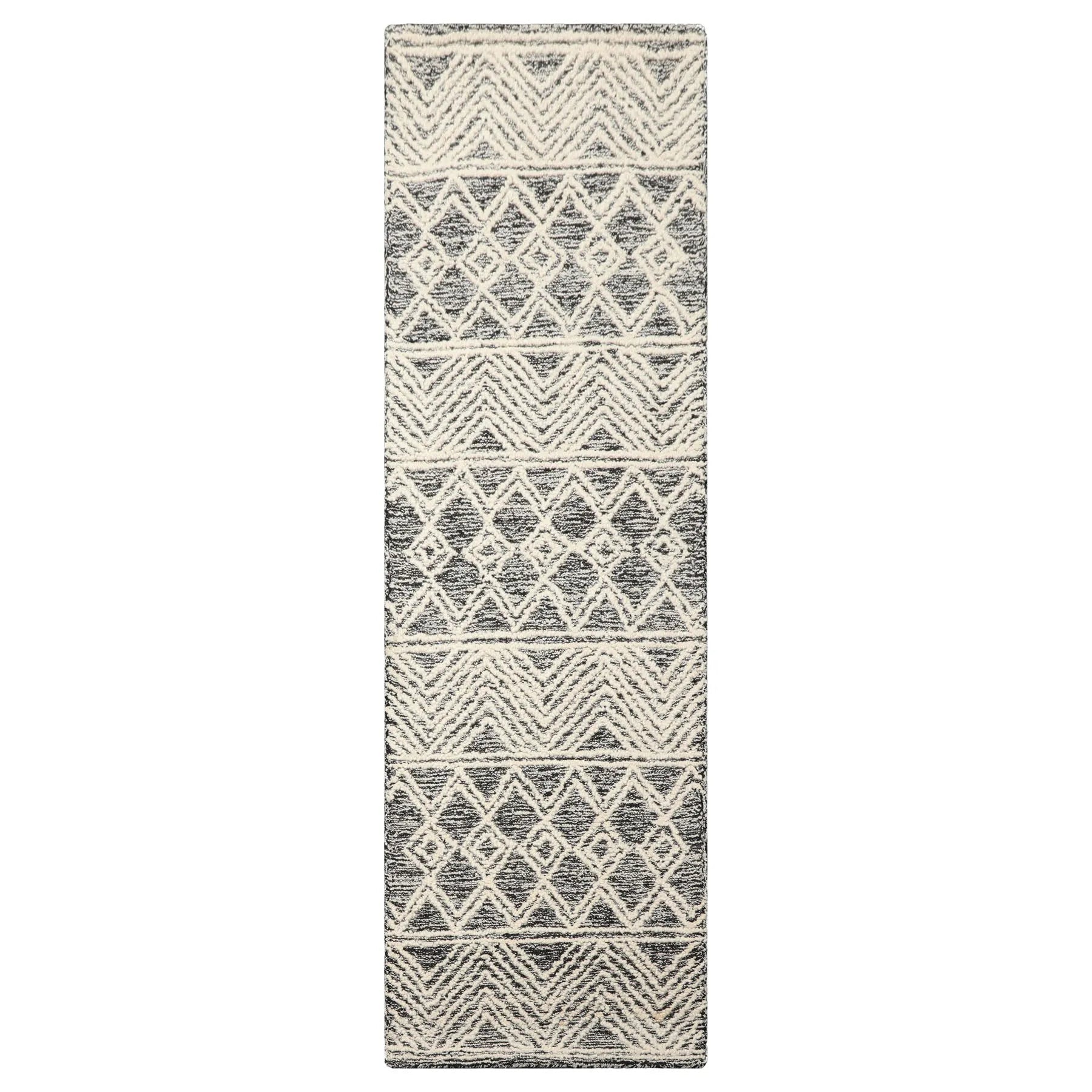 LoomBloom Multi Size Black Hand Tufted Transitional Geometric Wool Oriental Area Rug-4