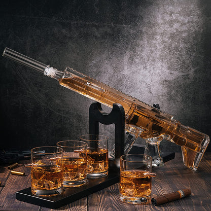 AR15 Whiskey Gun Decanter Set 1000 ml & 4 12oz Bullet Glasses-2