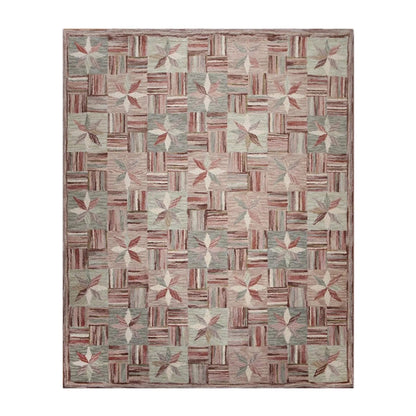 8'x10' Beige, Rust, Gray, Rose, Multi Color Hand Tufted Oriental Wool Rug-1
