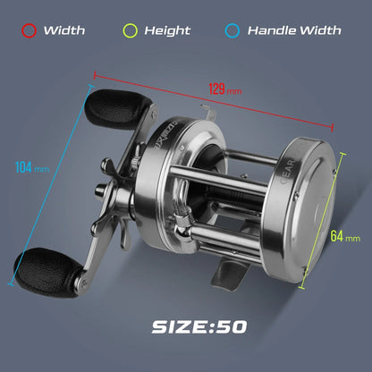 Flag Round Baitcasting Reel 5000 13kg Max DragRight Hand Silver-1
