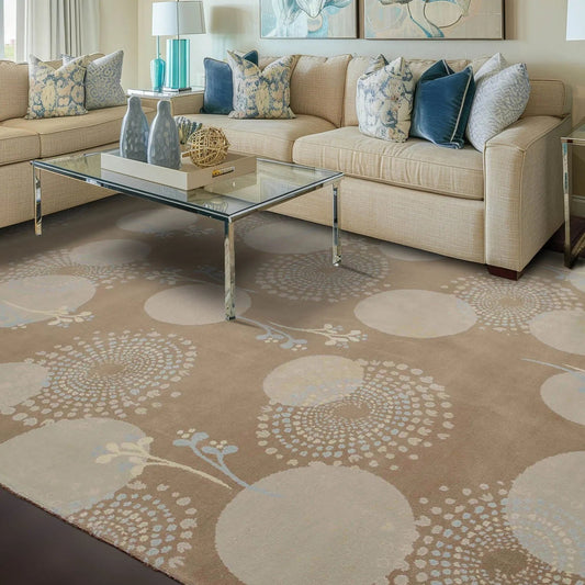 6' x 9' Hand Knotted 100% Wool Area rug Tan-0