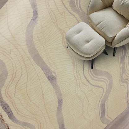 6' x 9' Hand Knotted Swirls Pattern 100% Wool Area rug Ivory-0