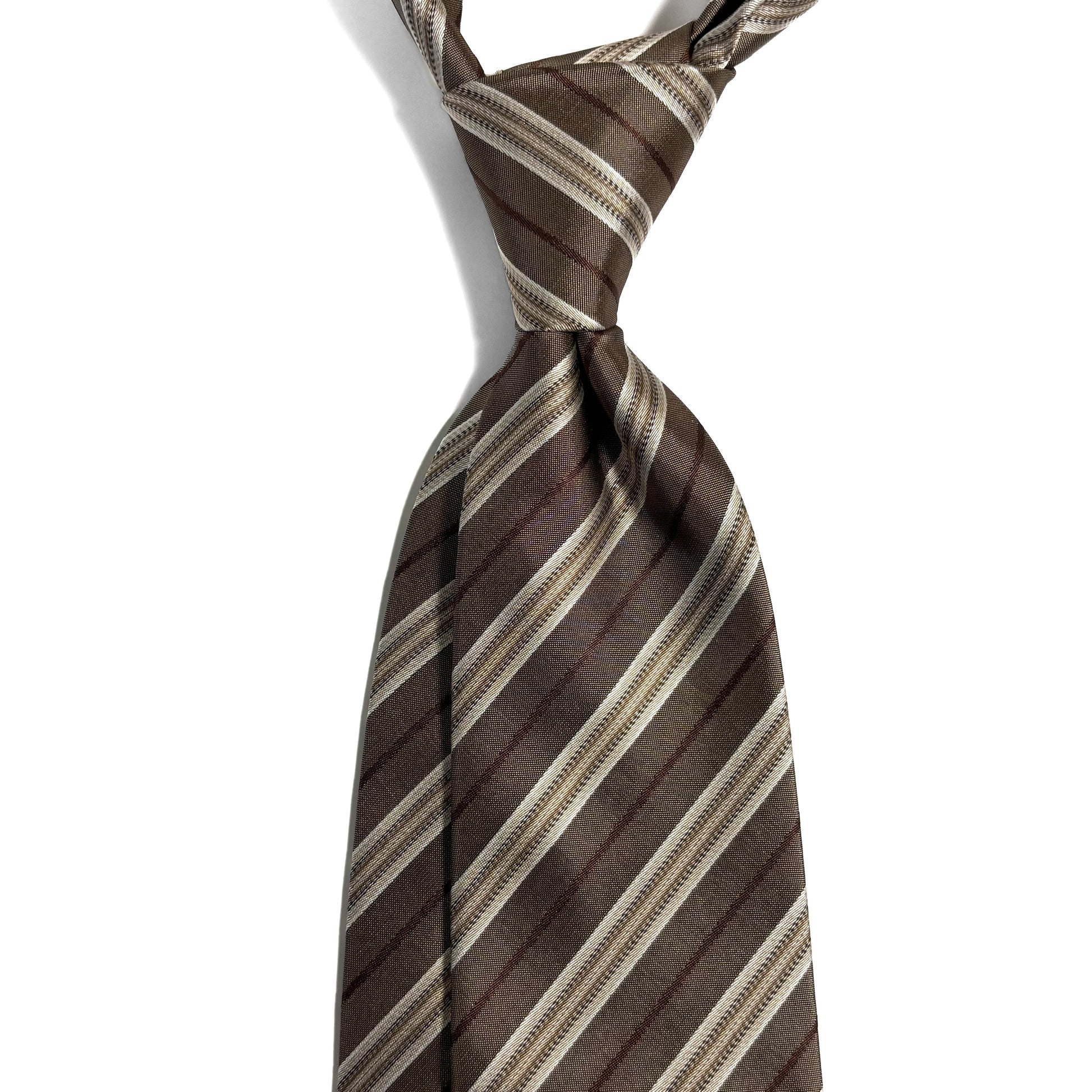 Brown Striped Silk Jacquard Tie-1