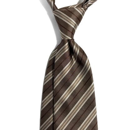 Brown Striped Silk Jacquard Tie-1