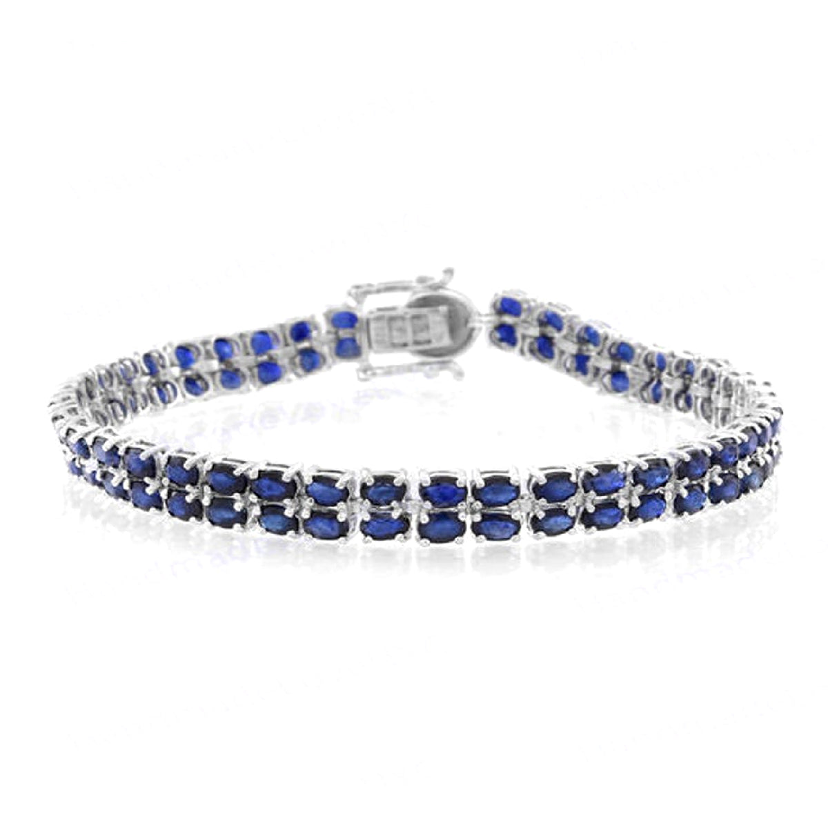 Blue Sapphire Tennis Bracelet – 925 Sterling Silver-0