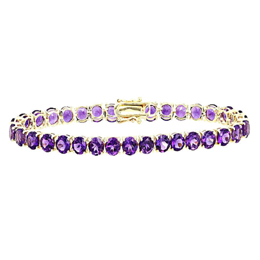 Amethyst Tennis Bracelet – 925 Sterling Silver Gold Plated-0