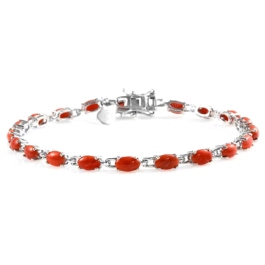Coral Tennis Bracelet – 925 Sterling Silver-0