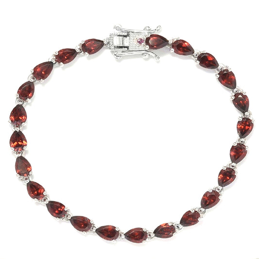 Garnet Tennis Bracelet – 925 Sterling Silver-0