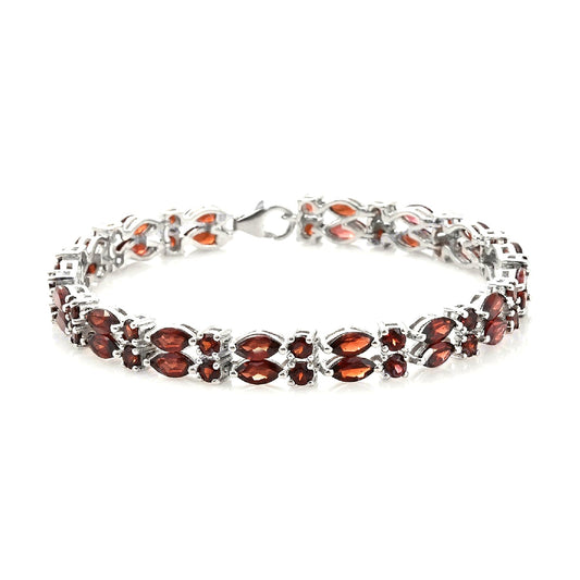 Garnet Tennis Bracelet – 925 Sterling Silver-0