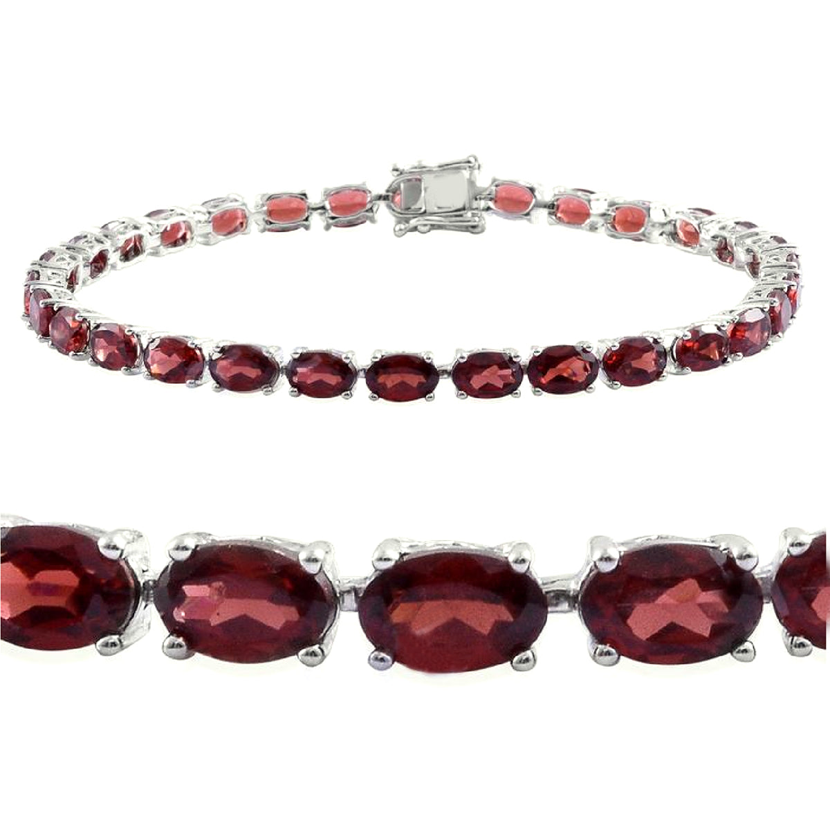 Garnet Tennis Bracelet – 925 Sterling Silver-0