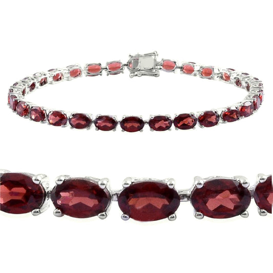 Garnet Tennis Bracelet – 925 Sterling Silver-0