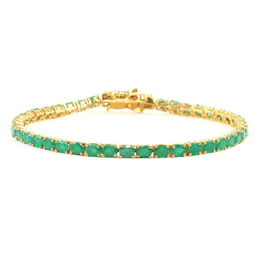 Emerald Tennis Bracelet – 925 Sterling Silver Gold Plated-0