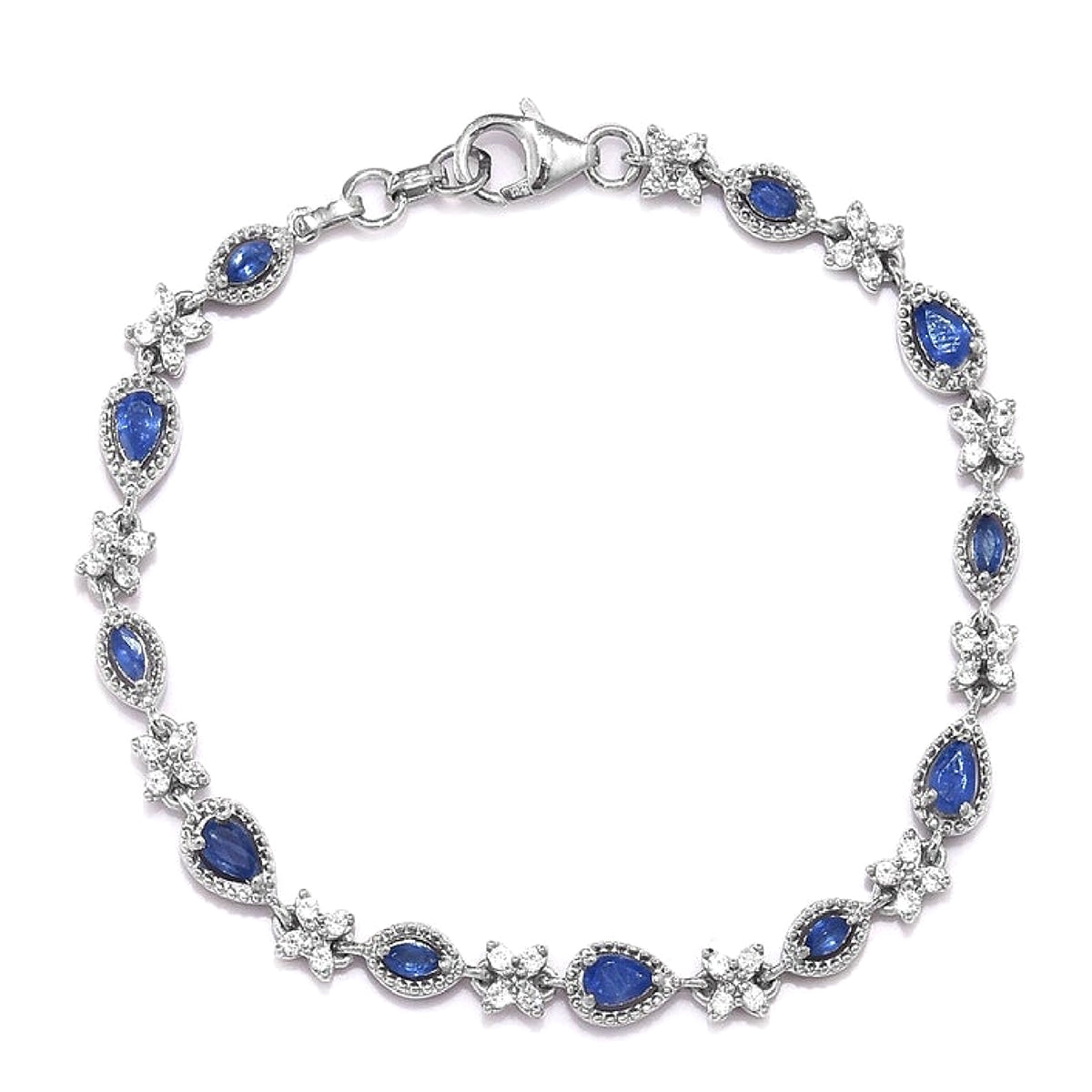 Blue Sapphire Tennis Bracelet – 925 Sterling Silver-0